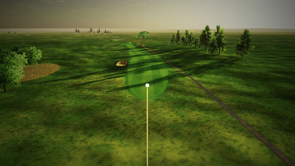 Chase camera following the ball down hole 1.