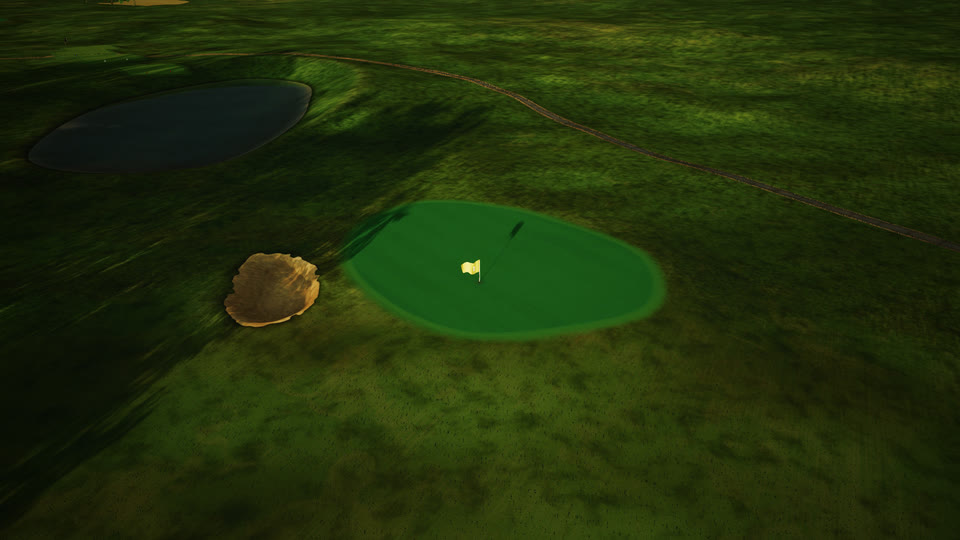 Orbit camera circling the green on hole 2.